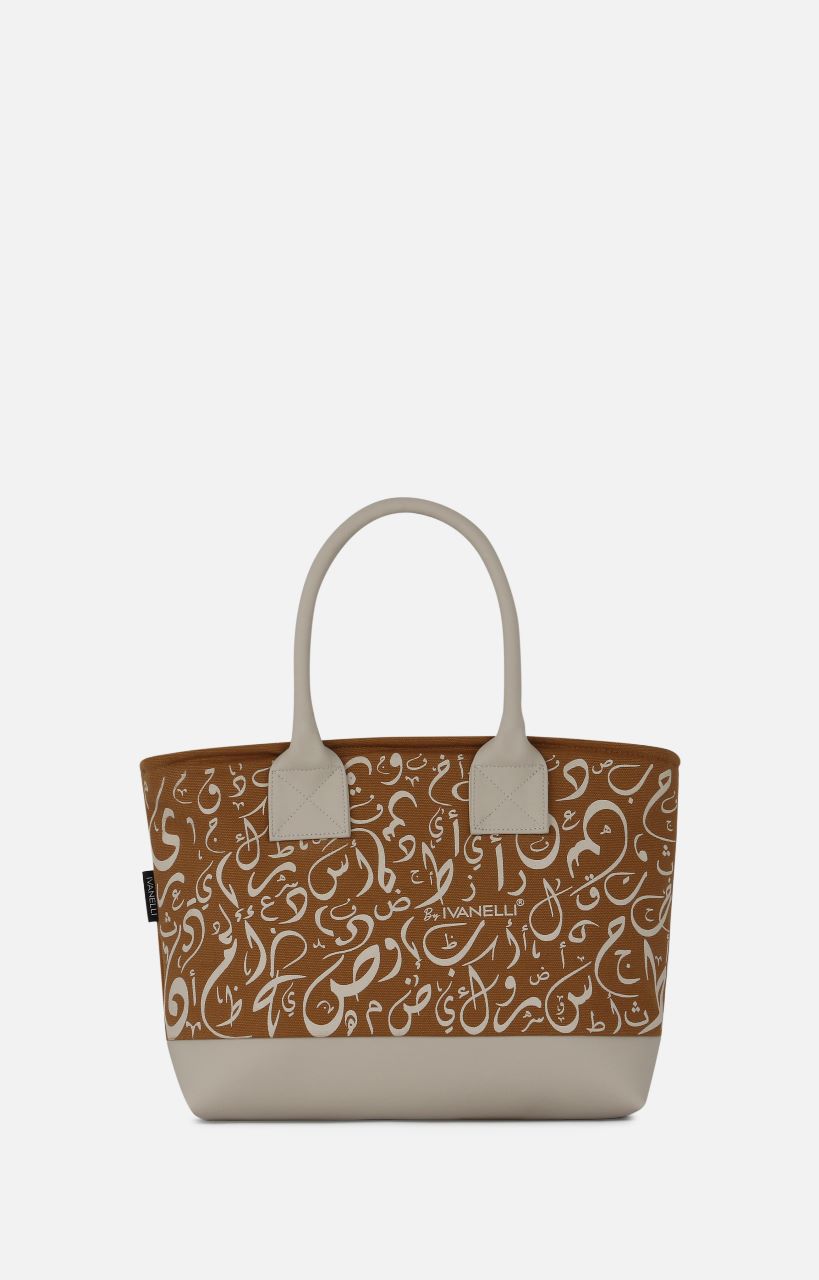 hand-bag-ivanelli-arabic-letter-calligraphy-brown-front