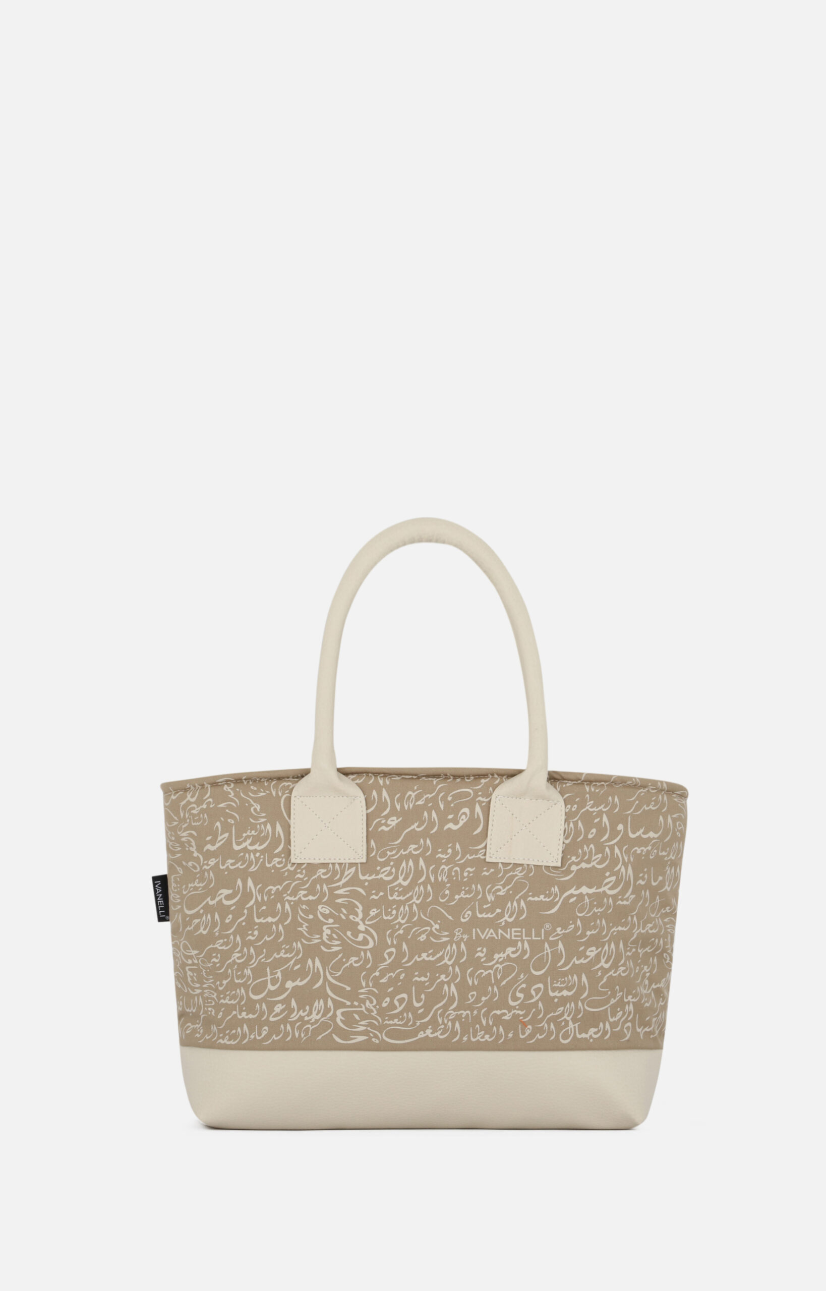 hand-bag-ivanelli-human-values-arabic-language-calligraphy-beige-front